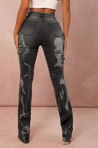 BLACK SPLASH HIGH WAISTED RIPPED JEANS