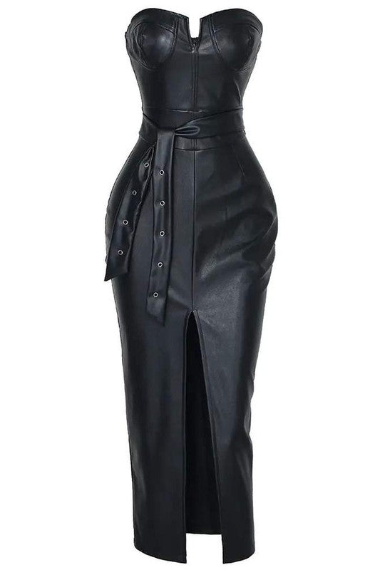 “SVELTE SWEETHEART” LEATHER DRESS