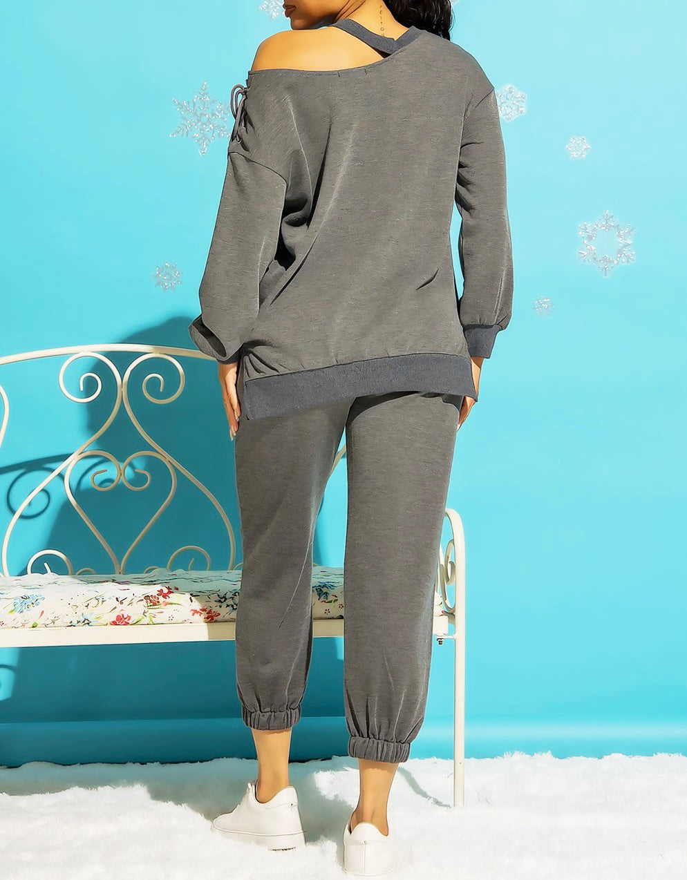 TIE ME UP COLD SHOULDER SWEATSHIRT