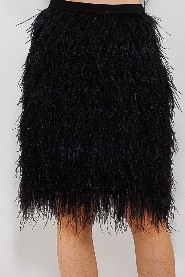 FLIRTY FEATHER MIDI SKIRT