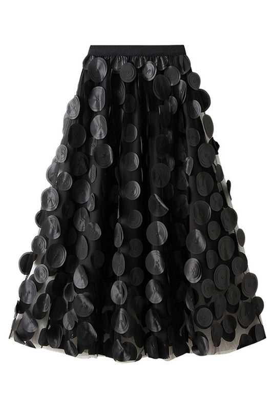 DOT YOUR I MESH SKIRT-BLACK