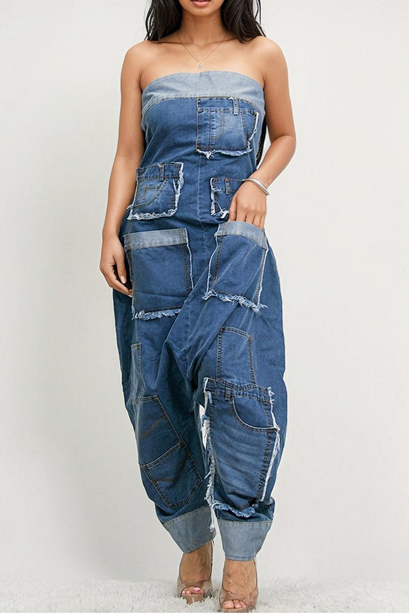 JJC PATCHWORK DENIM JUMPSUIT