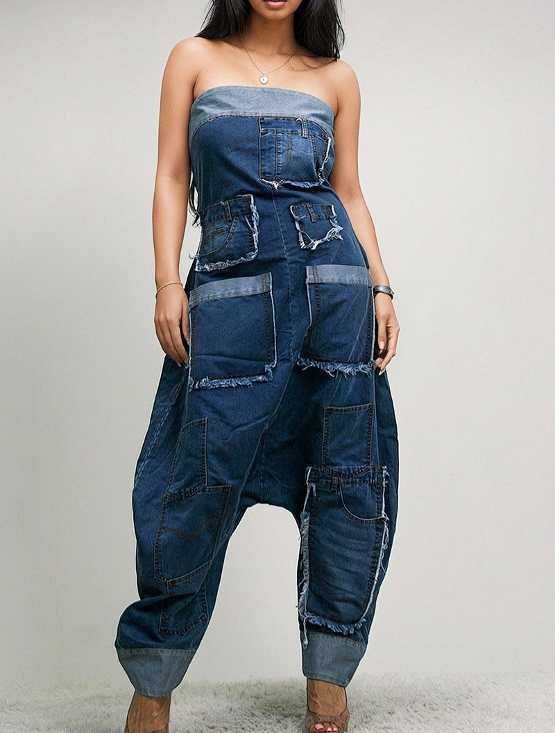 JJC PATCHWORK DENIM JUMPSUIT