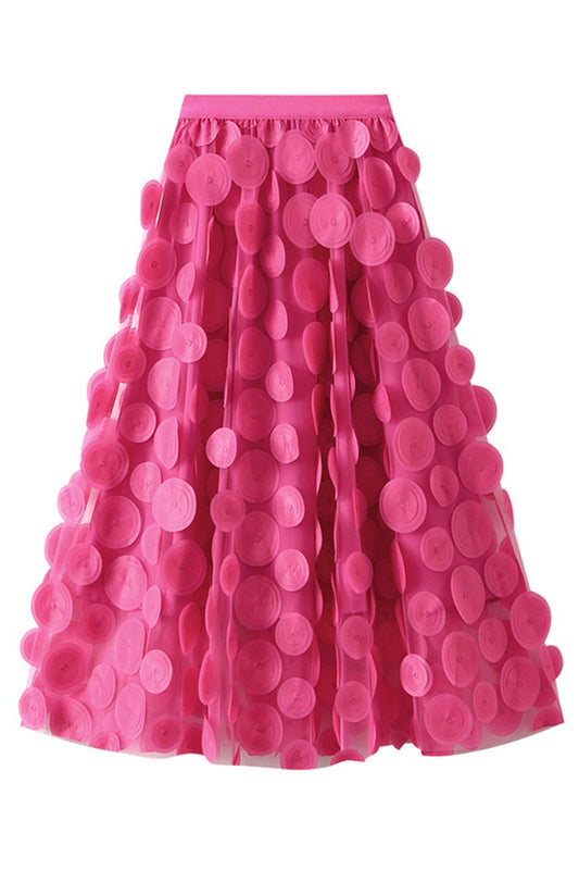 DOT YOUR I MESH SKIRT-FUSHIA