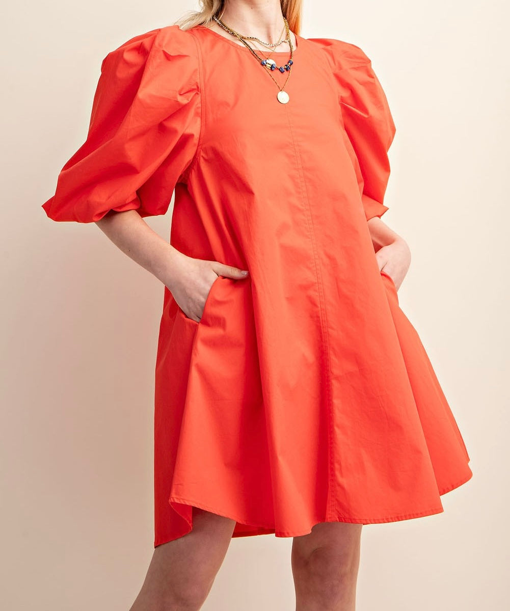 SPRING SWING DRESS-CORAL