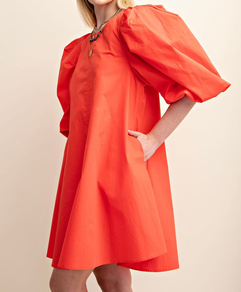 SPRING SWING DRESS-CORAL