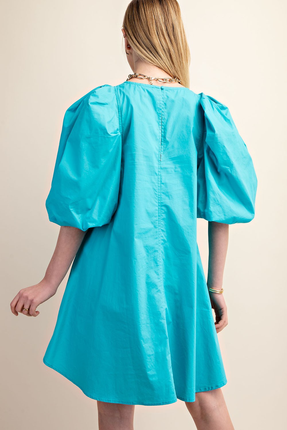 SPRING SWING DRESS-AQUA