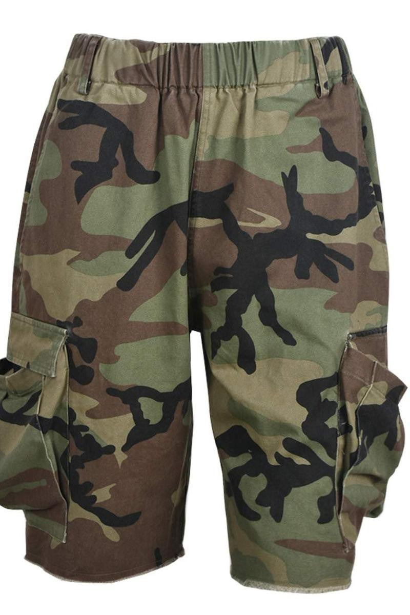 MID WAIST CAMO SHORTS