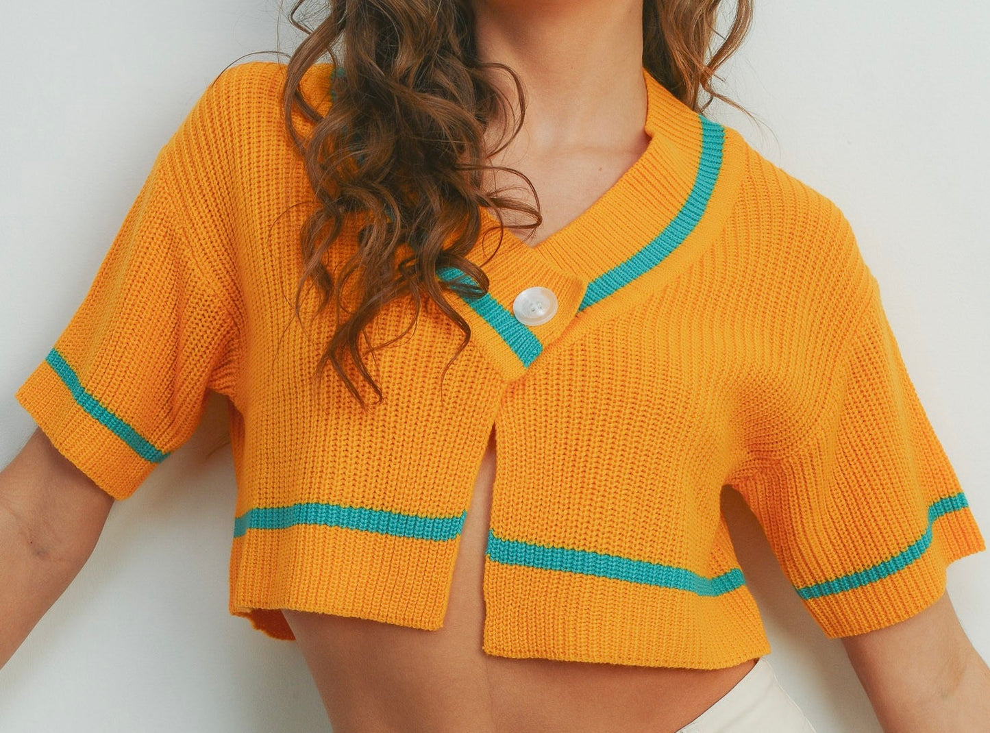 OVERSIZED SUMMER CARDIGAN-ORANGE/BLUE