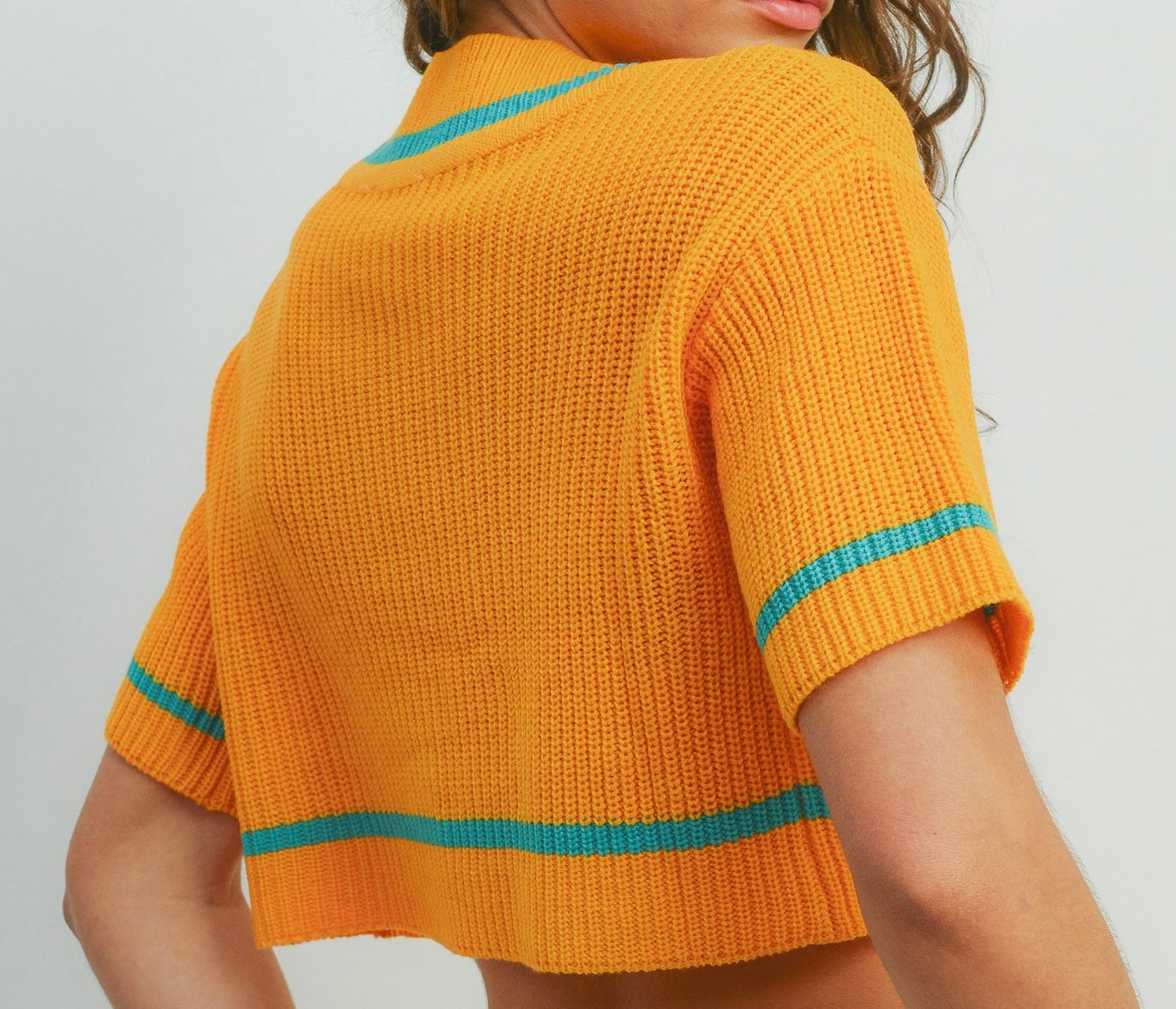 OVERSIZED SUMMER CARDIGAN-ORANGE/BLUE