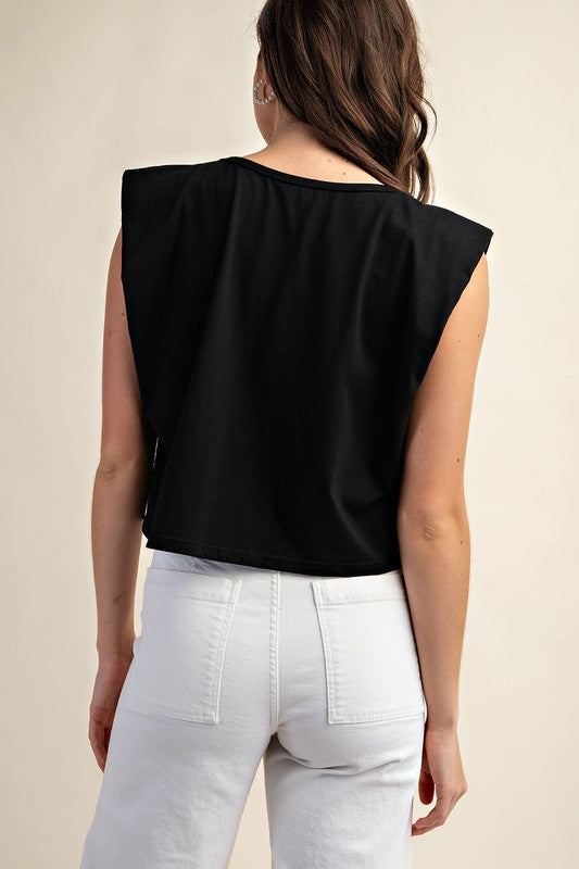 SHOULDER TEE-BLACK