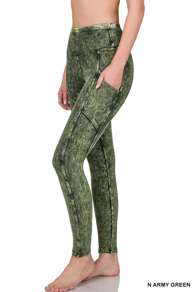 FALL LEAF LEGGINGS-ARMY GREEN