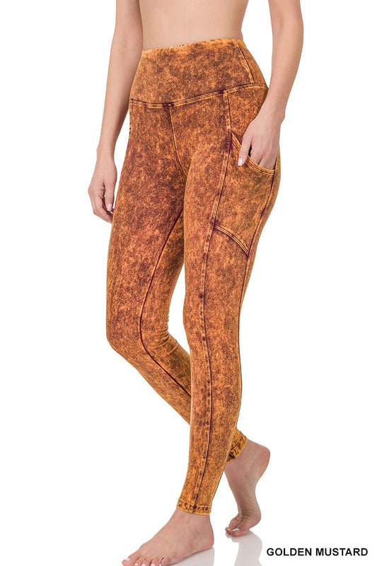FALL LEAF LEGGINGS-GOLDEN MUSTARD