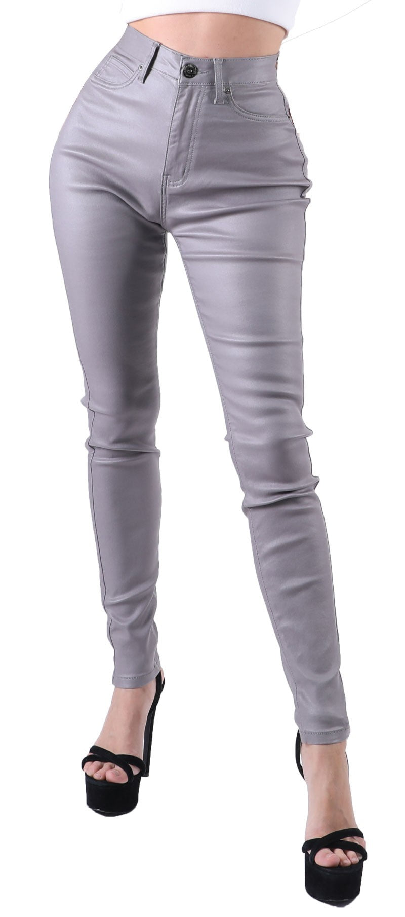 COATED WITH CARE SKINNY JEANS-LIGHT GRAY