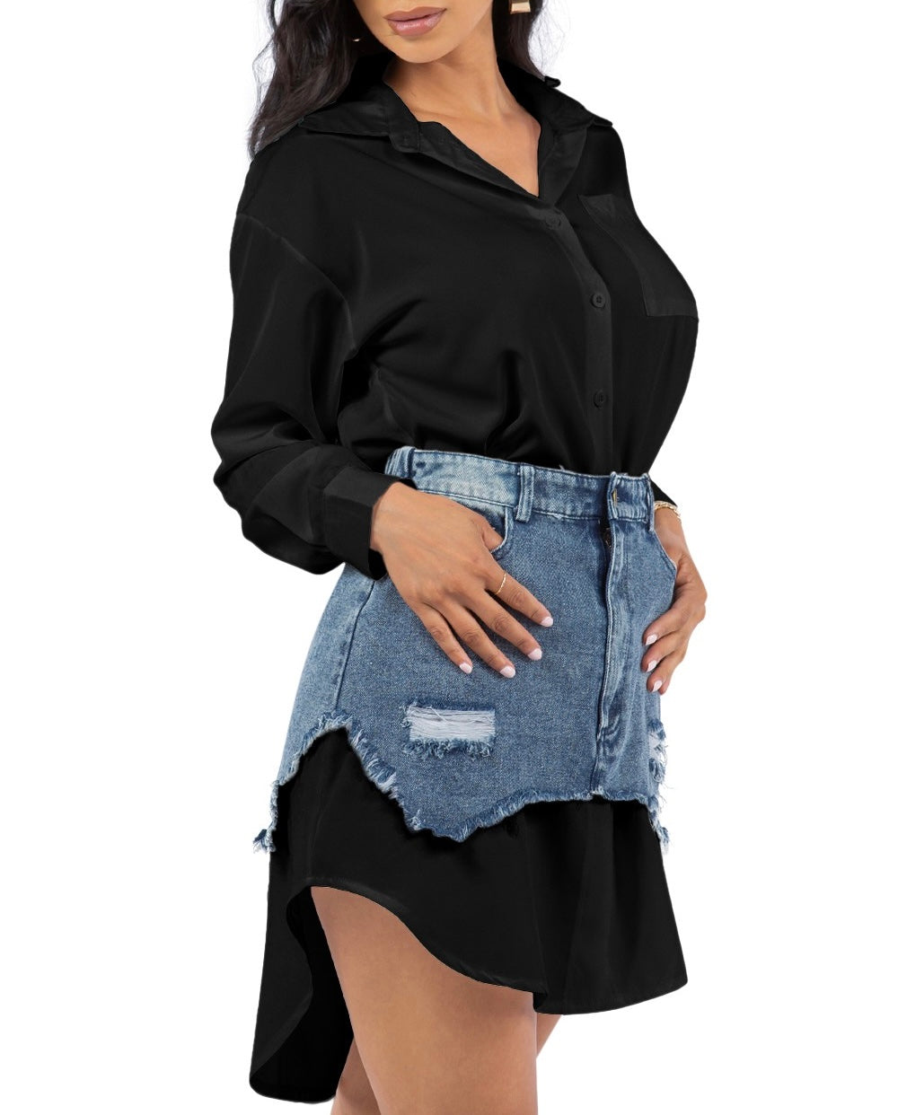 2-N-1 DENIM OVERLAY SHIRT DRESS