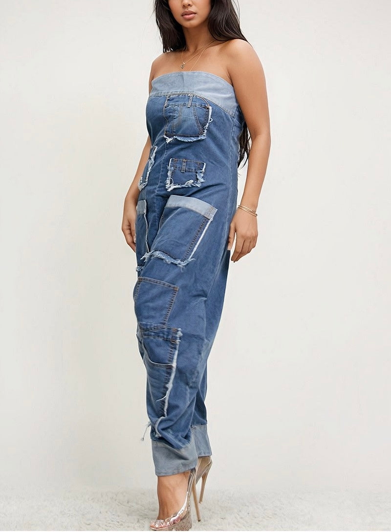 JJC PATCHWORK DENIM JUMPSUIT