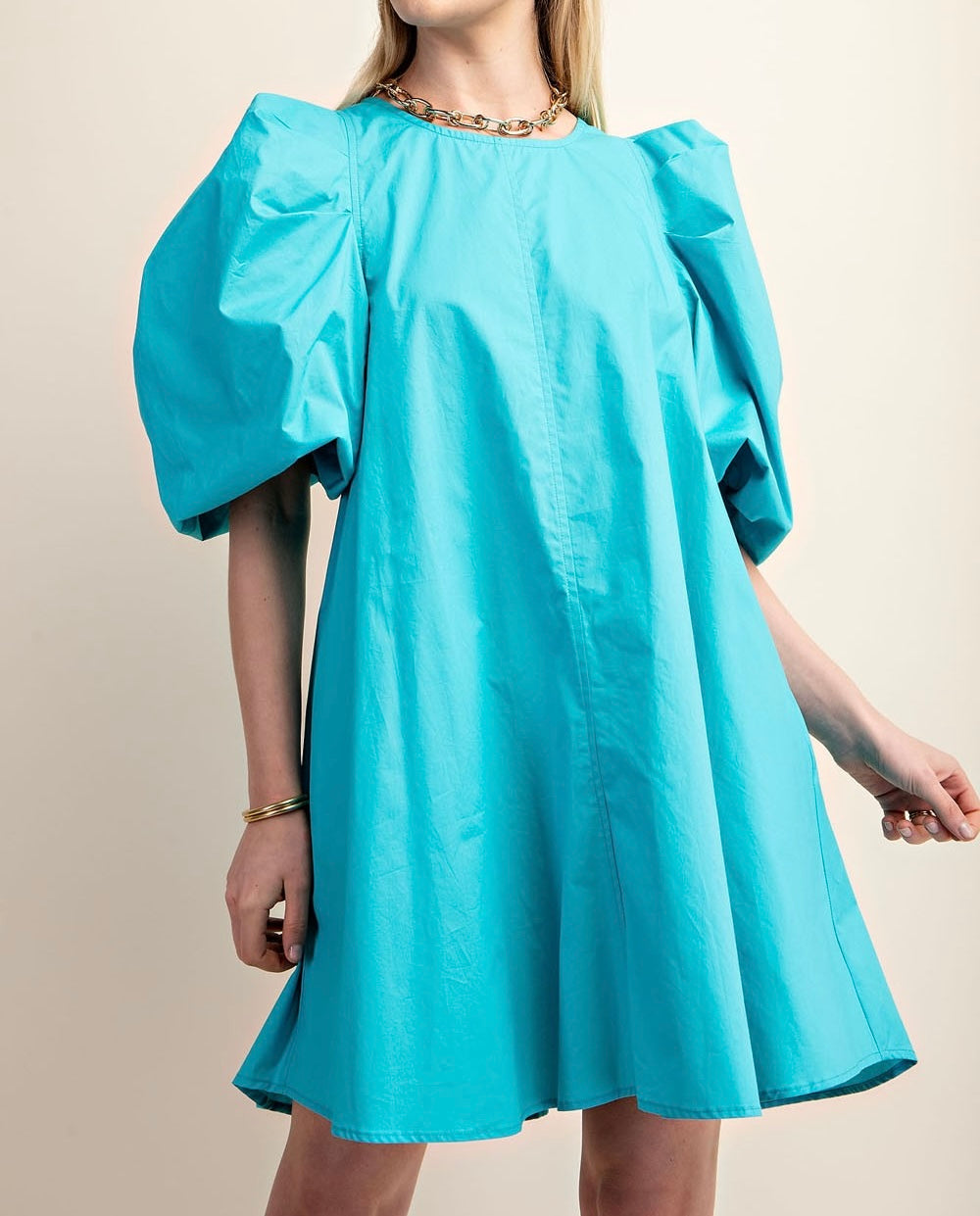 SPRING SWING DRESS-AQUA