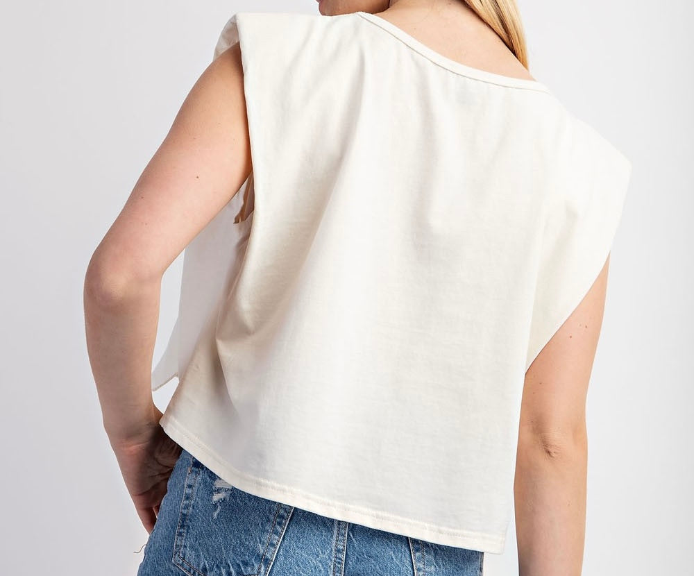 SHOULDER TEE-CREAM