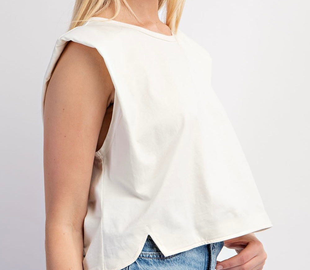 SHOULDER TEE-CREAM